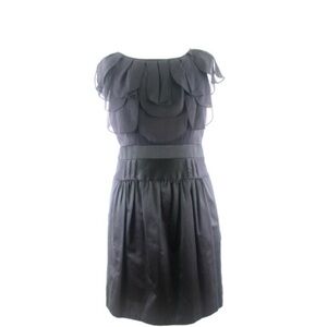 BCBGMAXAZARIA Scalloped Neckline Black Dress